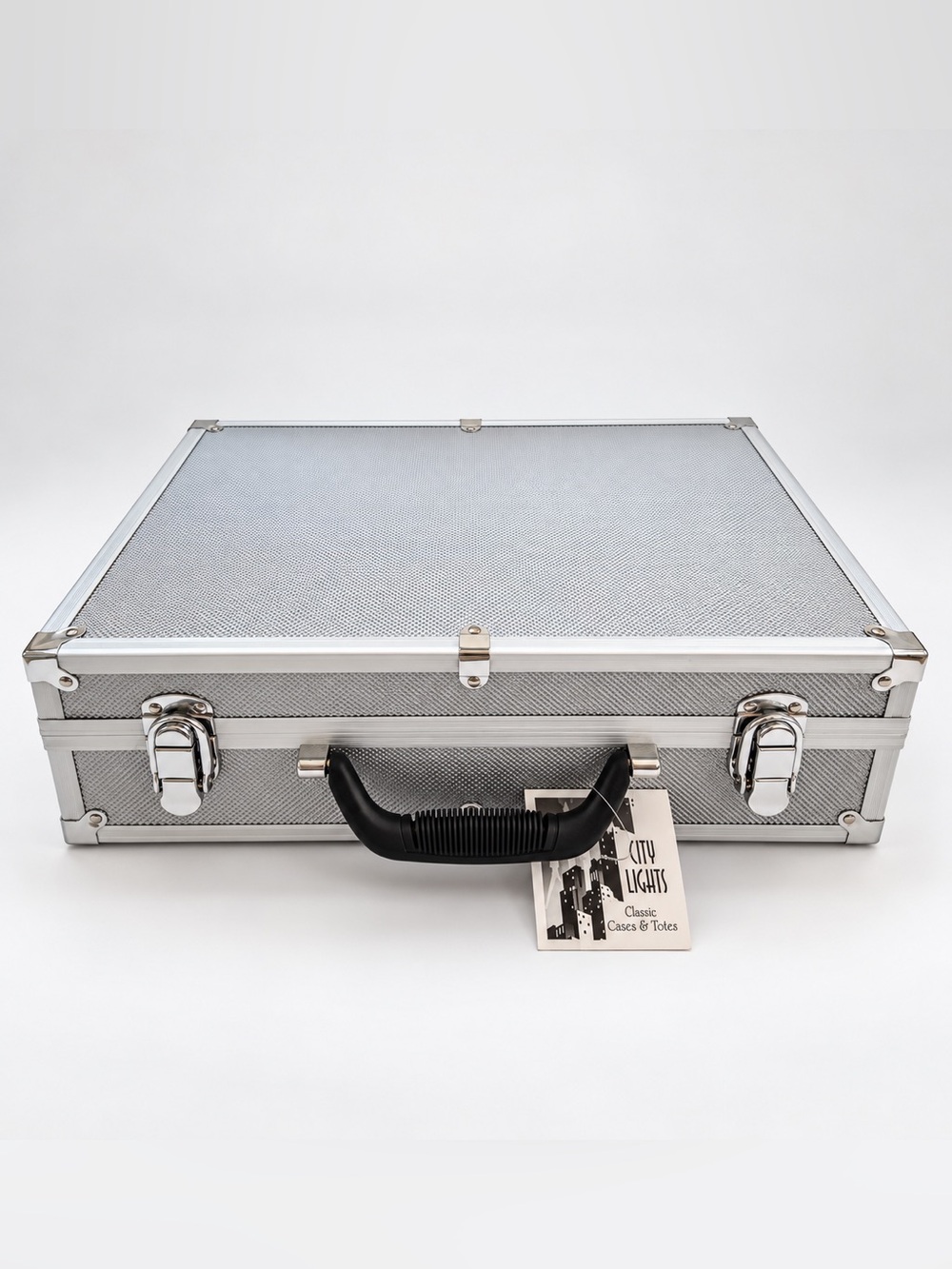 City Lights Silver Makeup Case with Secure Latches